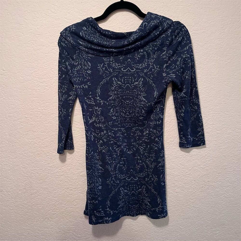 *30off3* Royal Robbins Women's XS Blue Paisley Cowl Neck Knee Length Dress - Picture 3 of 7